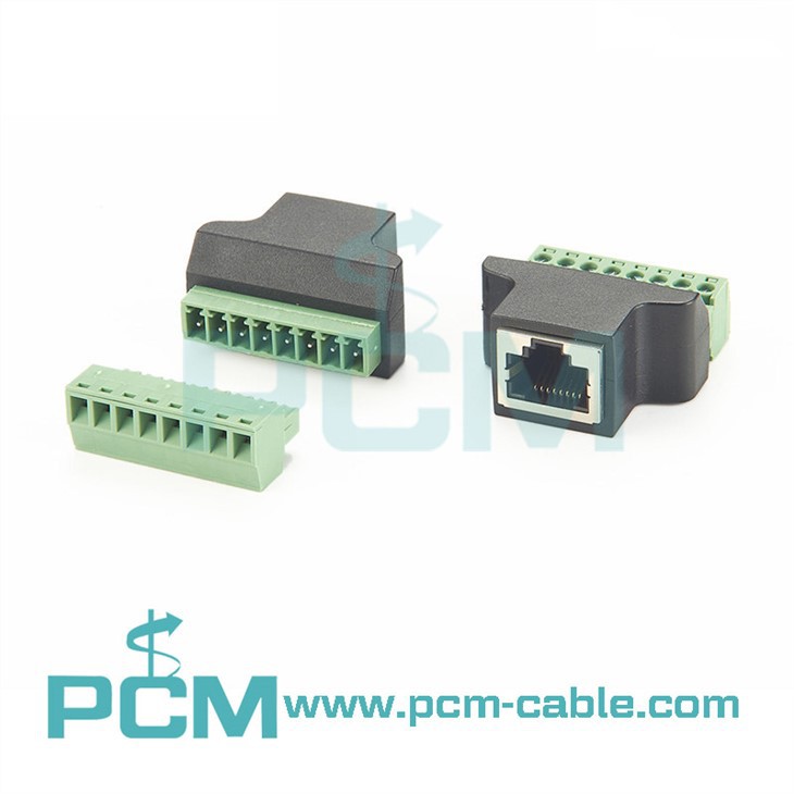 RJ45 8P8C Zásuvka na 8kolíkový šroubovací svorkovnicový konektor