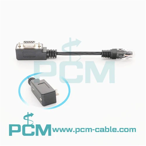 Úhlový sériový adaptér DB9 samice na RJ45 samec