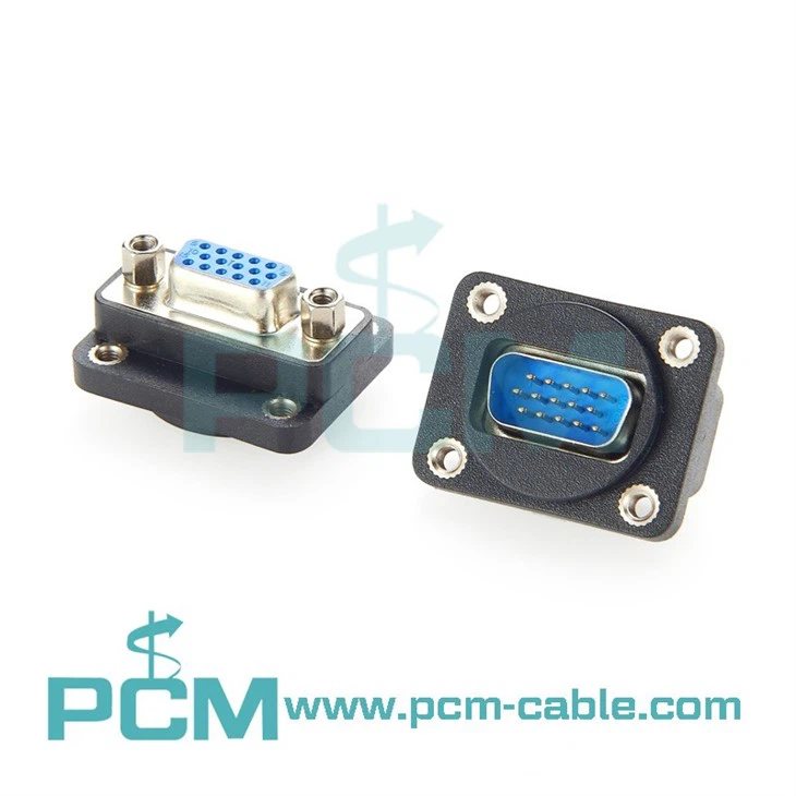 15 Pole DSUB VGA Feedthrough Connector With D Shape Housing