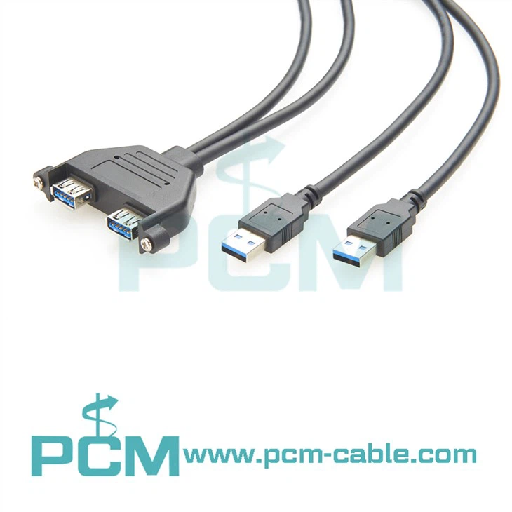 Duální port USB 3.0 Panel Mount Extension Cable