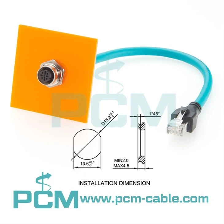 D Coded M12 Bulkhead To RJ45 Connector