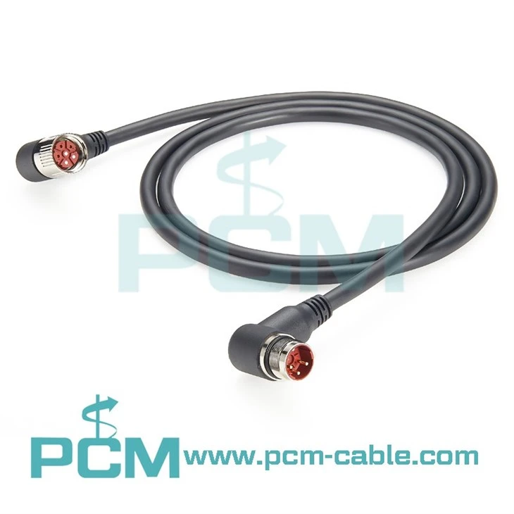 M23 3-Pin Right-Angle Extension Cable Drag Chain & Torsion Resistant H07RN-F Cable