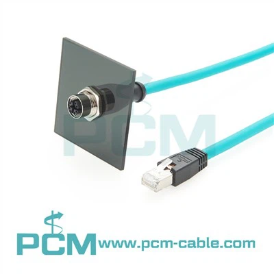 M12 x kód 8 Pozice ženského kabelu RJ45 CAT6A pro aplikaci pro automatizaci sítě průmyslového pohonu profibus