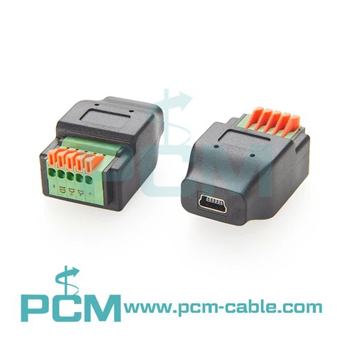 Zásuvka USB Mini B na 5kolíkovou svorkovnici