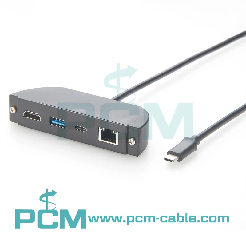USB -C Panel Mount 4 v 1 Multiport Dock USB A 10 Gb/s USB C 10 Gb/s 4K60 Hz Gigabit RJ45